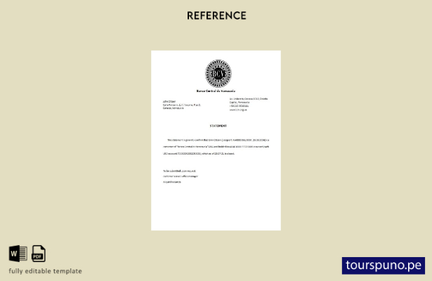 listo para imprimir Venezuela Plantilla de referencia de cierre del Banco Centra